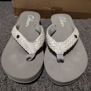 Cobian Cream and Gray Braided Women's Sandals Size 10